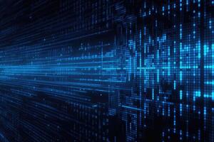Digital binary data streaming binary code background. Matrix background with digits. photo