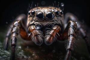 un de cerca imagen de un araña cabeza. un sorprendentes macro disparo. generativo ai foto