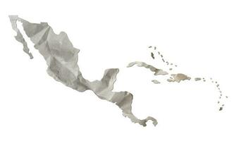 Central America and Caribbean map paper texture cut out on white background. photo