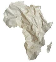África mapa papel textura cortar fuera en blanco antecedentes. foto