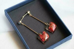 Handmade resin earrings, jewelry for women. photo