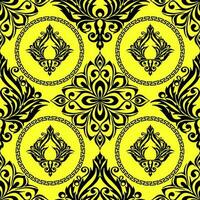 seamless graphic pattern, tile with abstract geometric black ornament on yellow background, texture, design photo