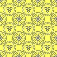 seamless celtic pattern of gray round elements on a yellow background, texture, design photo