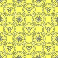 seamless celtic pattern of gray round elements on a yellow background, texture, design photo