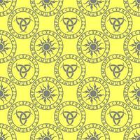 sin costura céltico modelo de gris redondo elementos en un amarillo fondo, textura, diseño foto