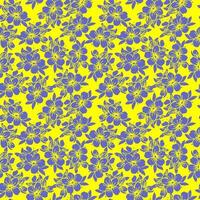 patrón impecable de siluetas azules de flores sobre un fondo amarillo, textura, diseño foto