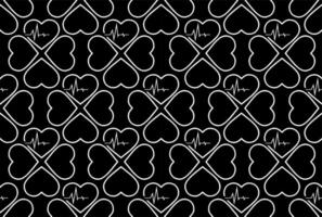 simple seamless pattern of white hearts on a black background, texture, design photo