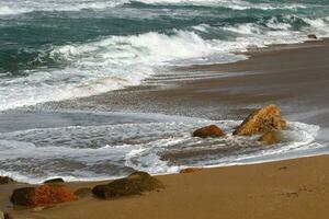 Coast of the Mediterranean Sea in northern Israel. photo