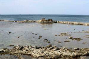 Coast of the Mediterranean Sea in northern Israel. photo