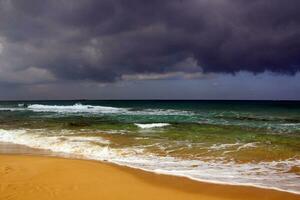 Coast of the Mediterranean Sea in northern Israel. photo