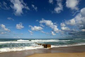 Coast of the Mediterranean Sea in northern Israel. photo