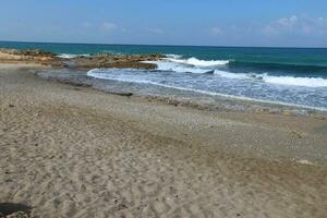 Coast of the Mediterranean Sea in northern Israel. photo