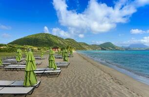 Saint Kitts and Nevis, Basseterre scenic and serene Carambola Beach and ocean shore photo