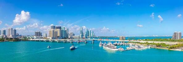 USA, scenic Miami harbor panoramic skyline close to Miami port and Biscayne bay photo