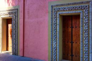 Scenic colorful colonial architecture of Cholula streets in historic center in Mexico Puebla photo