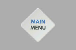 Main Menu text Button. Main Menu Sign Icon Label Sticker Web Buttons vector