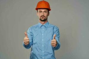 man in construction uniform protection isolated background photo