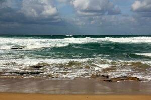 Coast of the Mediterranean Sea in northern Israel. photo