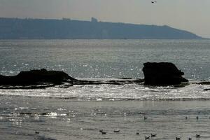 Coast of the Mediterranean Sea in northern Israel. photo