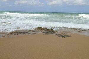 Coast of the Mediterranean Sea in northern Israel. photo