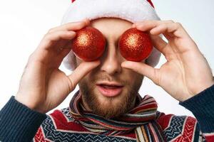 a man in New Year's clothes Christmas tree decorations holiday photo