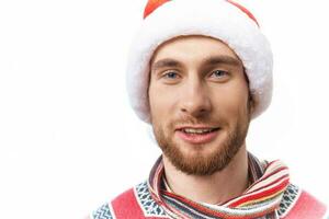 man wearing santa hat christmas holiday fun photo