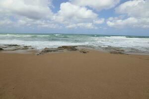 Coast of the Mediterranean Sea in northern Israel. photo