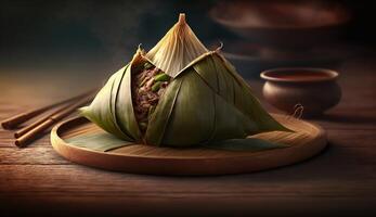 Zongzi Rice dumpling for Chinese traditional Dragon Boat Festival Duanwu Festival. . photo