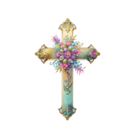 Jesús crucifijo acuarela flores . ai generado png