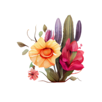 flores e folhas aguarela . ai gerado png