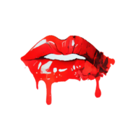 Pinky red lips with mouth slightly open and teeth visible with dripping color on the bottom . png