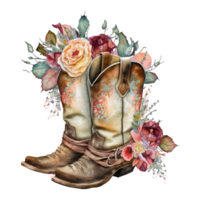 Aquarell Cowgirl Stiefel . ai generiert png