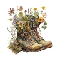 Watercolor painting of pair of boots . png