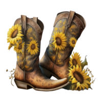 Watercolor Cowgirl Boots . png