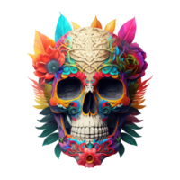cranio fatto di colorato vivace fiori. ai generativo png