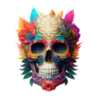 skull made of colorful vibrant flowers. png