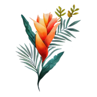 Tropical leaves in watercolor . png