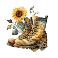 Watercolor painting of pair of boots . png