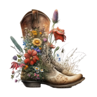 Aquarell Cowgirl Stiefel . ai generiert png