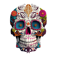 dia de los muertos açúcar crânio . ai gerado png