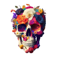 schedel gemaakt van kleurrijk levendig bloemen. ai generatief png