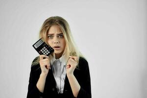 woman financier calculator cryptocurrency bitcoin internet technology photo