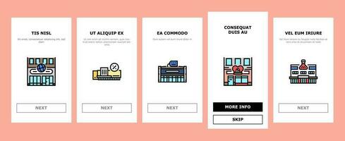 store shop retail web cart onboarding icons set vector