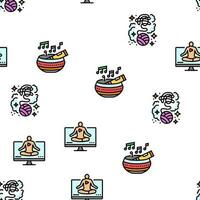 meditation yoga relax zen vector seamless pattern