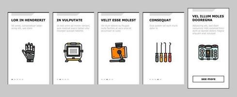 garage tools service auto repair onboarding icons set vector