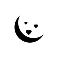 heart and crescent moon vector icon illustration