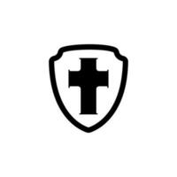 shield with cross vector icon illustration