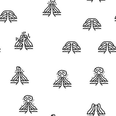 volcano lava eruption nature vector seamless pattern