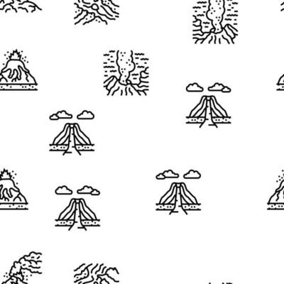volcano lava eruption nature vector seamless pattern