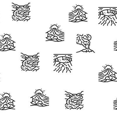 volcano lava eruption nature vector seamless pattern